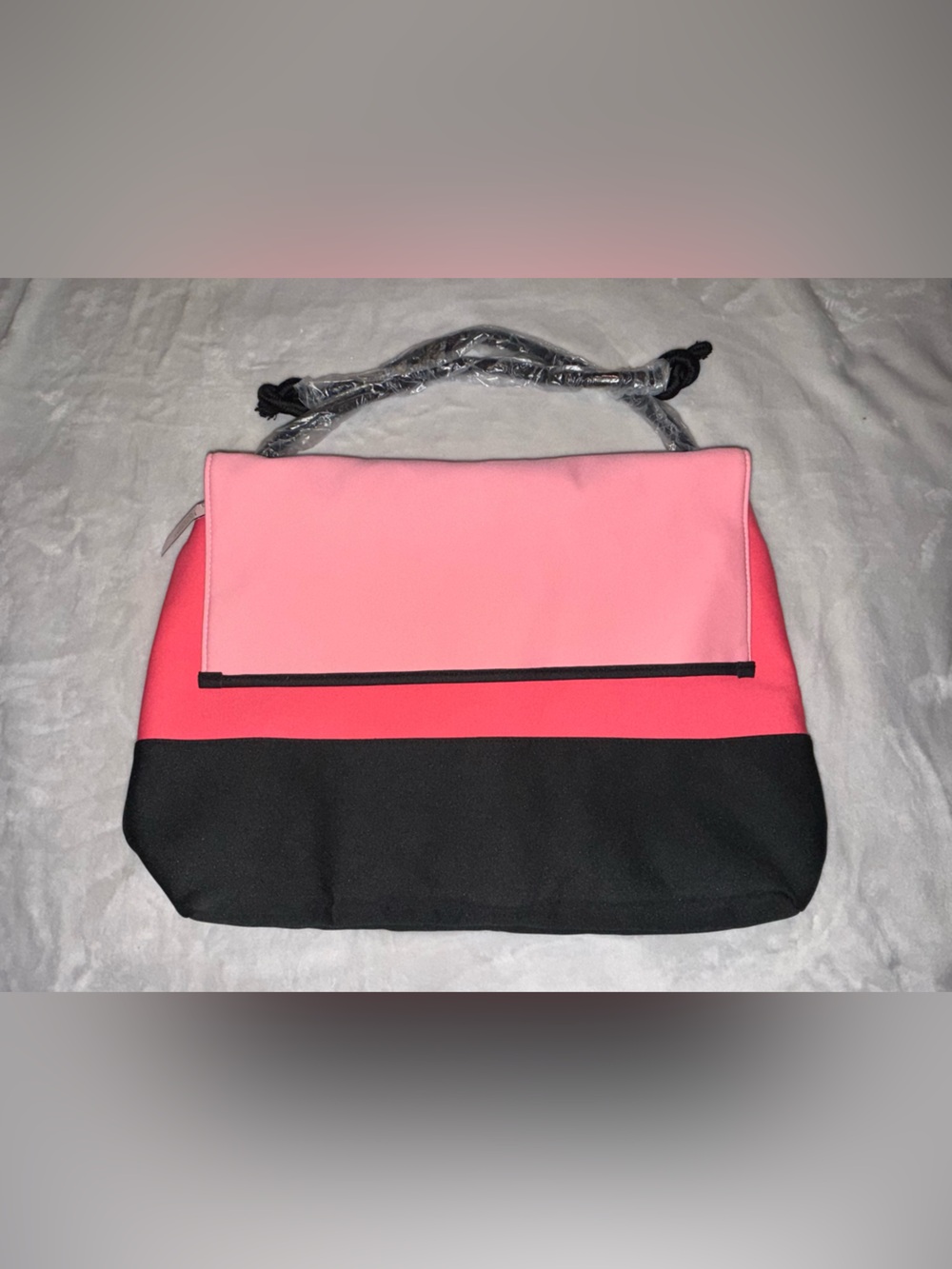Victoria's Secret Pink Colorblock Flap Tote with Black Base